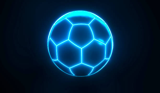 istock Artistic glowing blue championship soccer ball 1188289067