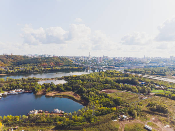 istock Forest river landscape. Forest river valley panorama. Summer green forest river view. 1188289103