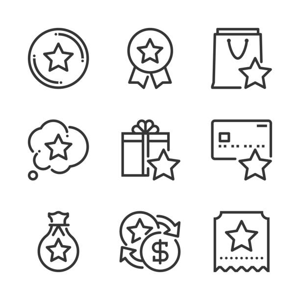 Bonus related bold line icon set. Bonus related bold line icon set. The set is about exchange, currency, feedback, award, customer, gift, bonus, coupon, vector, editable stroke, line, outline. token stock illustrations