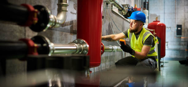 heating exchange inspection boiler room operative boiler photos stock pictures, royalty-free photos & images
