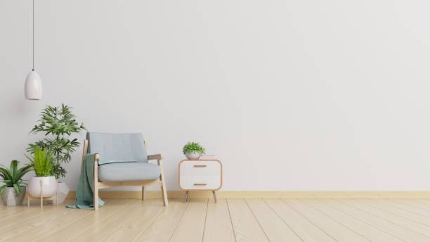 istock The interior has a armchair on empty white wall background. 1188303382