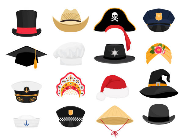 ilustrações, clipart, desenhos animados e ícones de chapéus dos trajes do carnaval - cowboy hat personal accessory equipment headdress