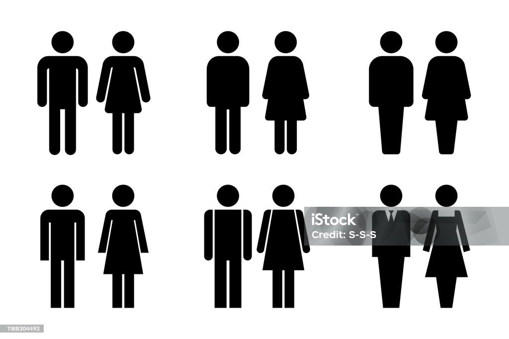 Restroom door pictograms Restroom door pictograms. Woman and man public toilet vector signs, female and male hygiene washrooms symbols, black ladies and gentlemen wc restroom ui Icon stock vector