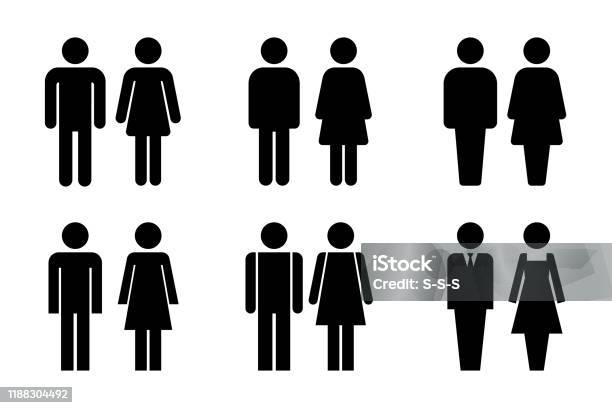 Restroom Door Pictograms Stock Illustration - Download Image Now - Icon, Male Likeness, Female Likeness