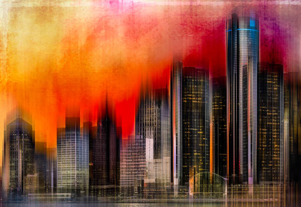 Detroit, Michigan - Abstract Skyline