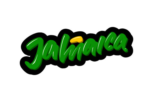 bildbanksillustrationer, clip art samt tecknat material och ikoner med jamaica handritade modern pensel bokstäver. vektor illustration logotyp text för webbsida, tryck och reklam. - welcome to jamaica