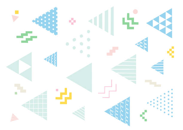 다채로운 손으로 그린 기하학적 패턴, 삼각형 - 물방울무늬 일러스트 stock illustrations