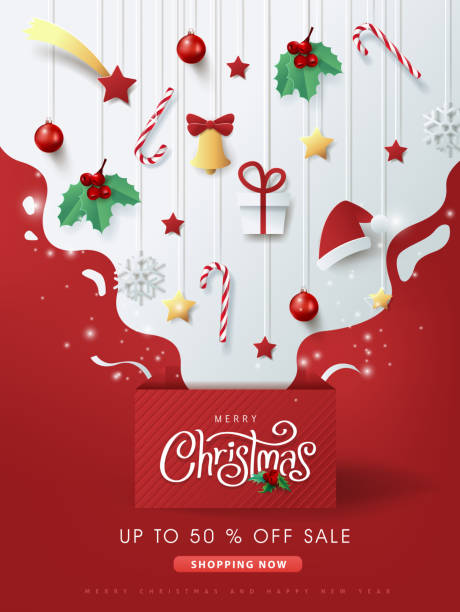 Merry christmas sale banner background.Merry Christmas text Calligraphic Lettering Vector illustration. Merry christmas sale banner background.Merry Christmas text Calligraphic Lettering Vector illustration. papercutting illustrations stock illustrations