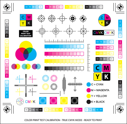 color mixing scheme or color print test calibration concept. easy to modify