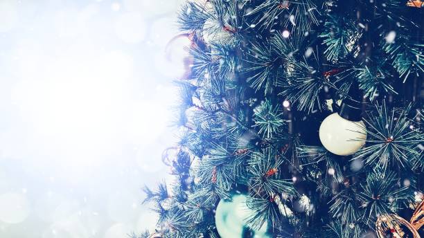 istock christmas tree close up with bokeh of light background 1188314319