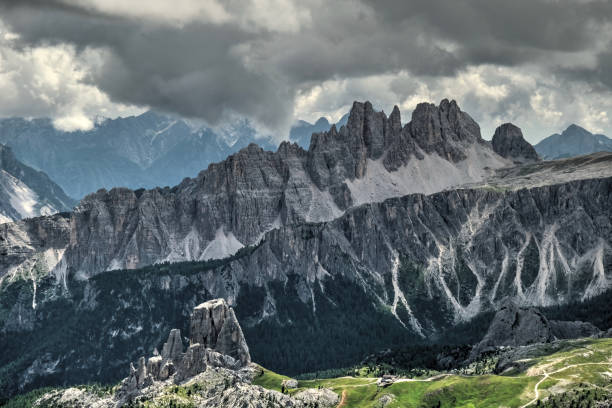 istock Beautiful view of mountains  under storymy sky. 1188314484