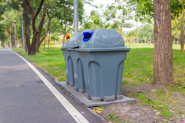 istock Three type recycling bin for each type of waste in the public park 1188315754