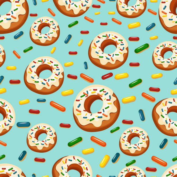 Donuts Background Image Seamless Pattern Stock Illustration - Download  Image Now - Backgrounds, Baked Pastry Item, Bakery - iStock