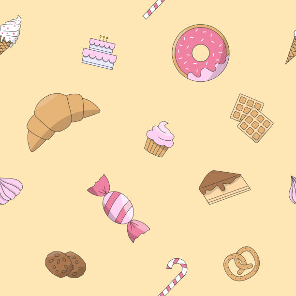 конфеты фон 02 - seamless croissant pattern ice stock illustrations