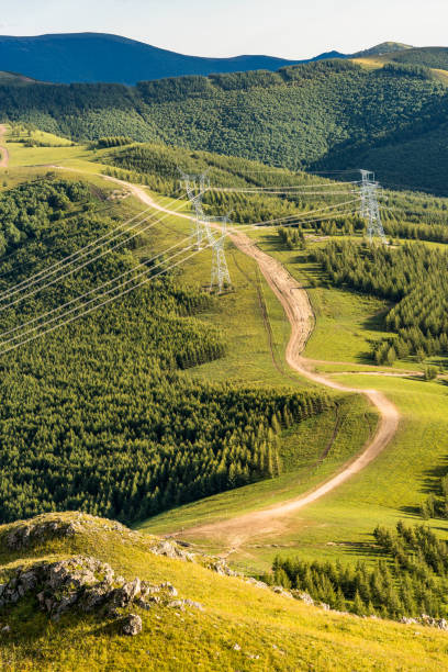 road and electric power station