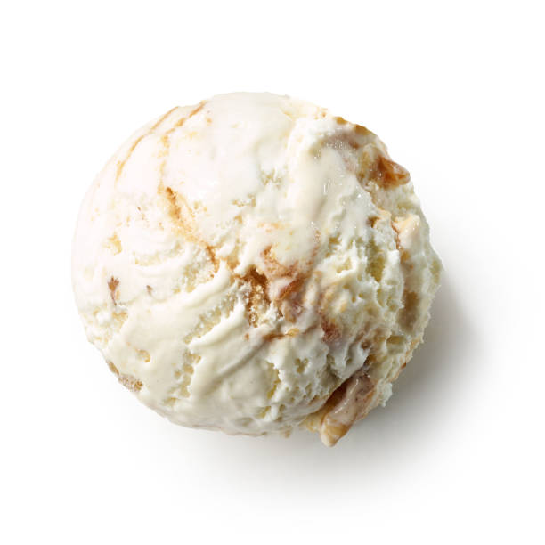 esfera do gelado isolada no branco - bola de sorvete - fotografias e filmes do acervo