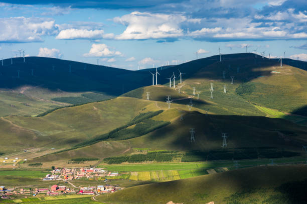 village, electric power station and wind power station