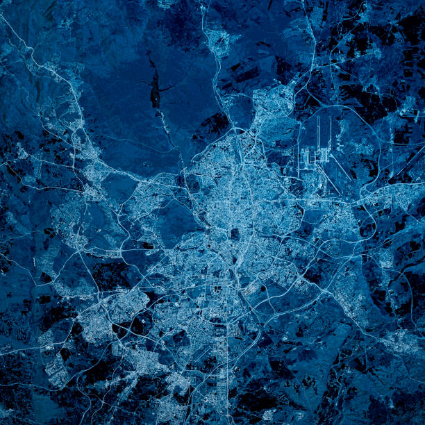 istock Madrid Spain 3D Render Map Blue Top View Aug 2019 1188344760