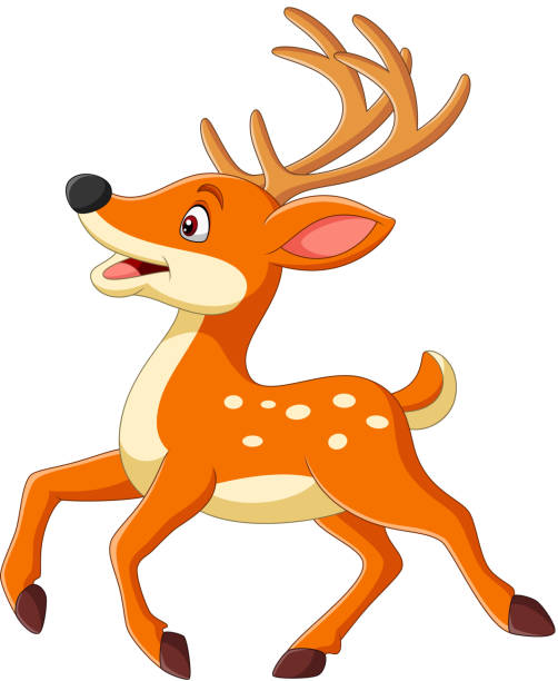 만화 행복 아기 사슴 실행 - stag deer doe cartoon stock illustrations