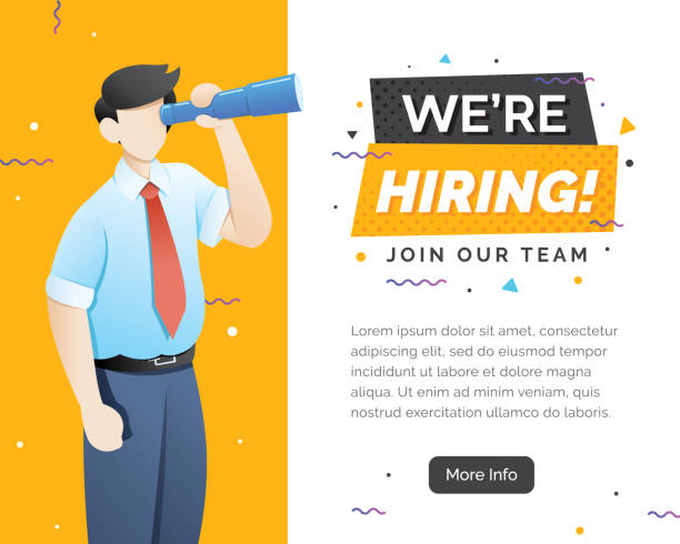 We are hiring concept with character We are hiring concept with character. We are hiring concept banner, Now hiring banner vector illustration classified ad audio stock illustrations
