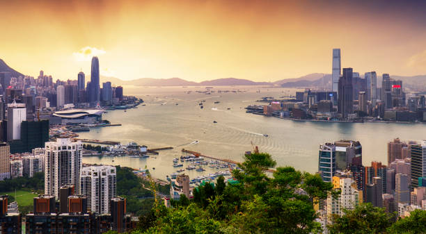 istock Hong Kong skyline at dramatic sunset 1188362903