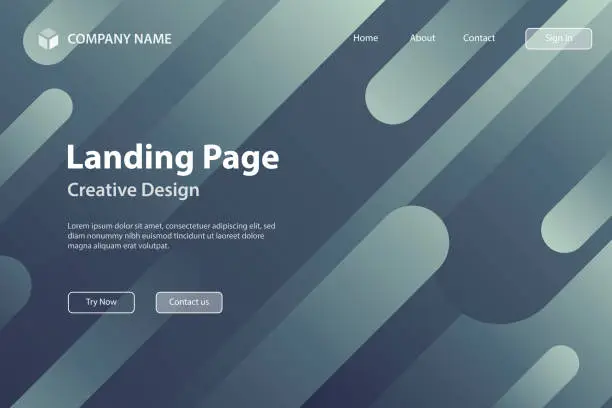 Vector illustration of Landing page Template - Abstract design with geometric shapes - Trendy Gray Gradient