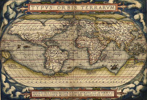 Map of the world printed on a grungy bit of card