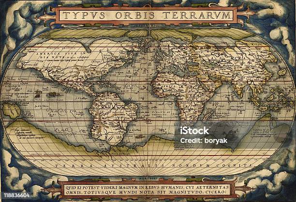 Theatre Of The World Stock Photo - Download Image Now - World Map, Ancient, Old-fashioned