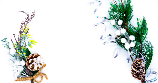 istock Christmas background, fir branches, cones on a white background. Creative christmas composition flatlay. New year, holiday, christmas, flat lay, top view. 1188367465
