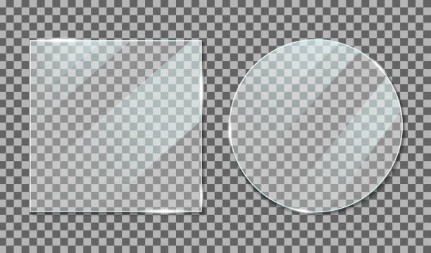 モックアップスタイルの反射効果を持つガラス。まぶしさのアクリルとガラスの質感。光沢のあるライト効果を持つデジタルスクリーンウィンドウフレーム。光沢プラスチックスクリーン、� - lens effect点のイラスト素材／クリップアート素材／マンガ素材／アイコン素材