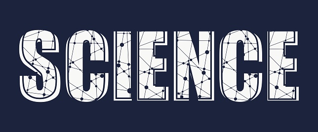 Typography Illustration Featuring the Word Science. Lines and Dots decor
