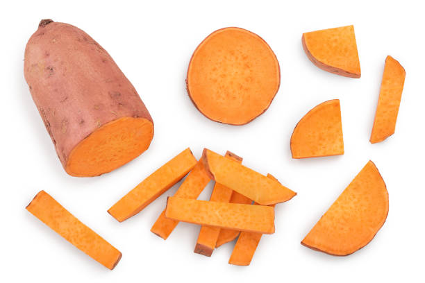 istock Sweet potato isolated on white background closeup. Top view. Flat lay. 1188375874