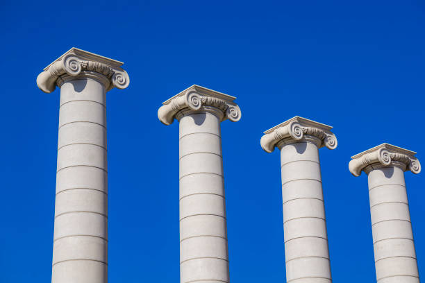 The Four Columns in Barcelona, Spain. This Ionic columns are one of the main icons of Catalanism, built in 1919.