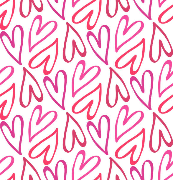 ilustraciones, imágenes clip art, dibujos animados e iconos de stock de lindo fondo de patrón de garabato dibujado a mano con el corazón - valentines day heart shape backgrounds star shape