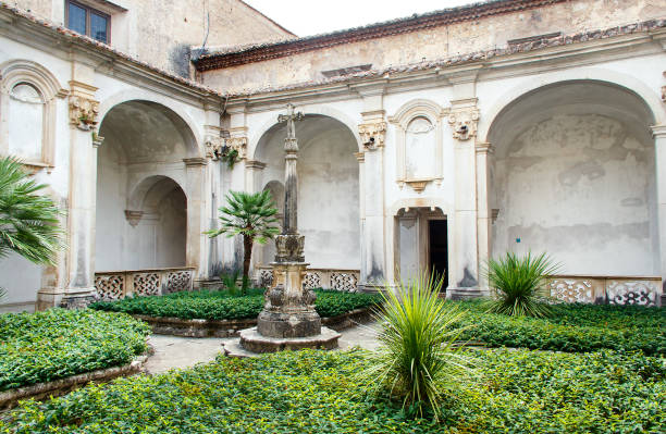istock Ancient cemetery's cloister, Saint Lawrence Charterhouse Monastery in Padula 1188378541