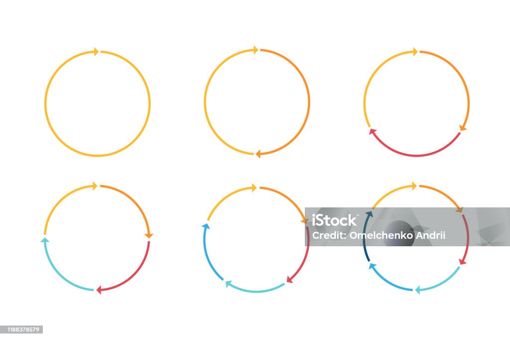 Set di icone a forma di freccia della linea del cerchio infografica - arte vettoriale royalty-free di Cerchio