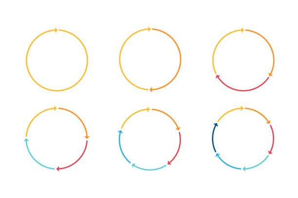 illustrazioni stock, clip art, cartoni animati e icone di tendenza di set di icone a forma di freccia della linea del cerchio infografica - circle