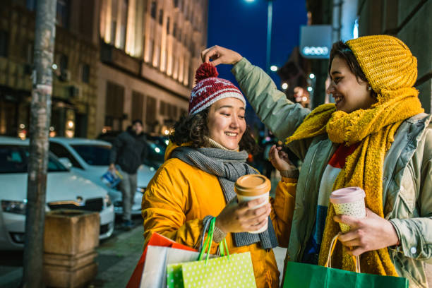 istock Friends shopping Christmas presents 1188379504