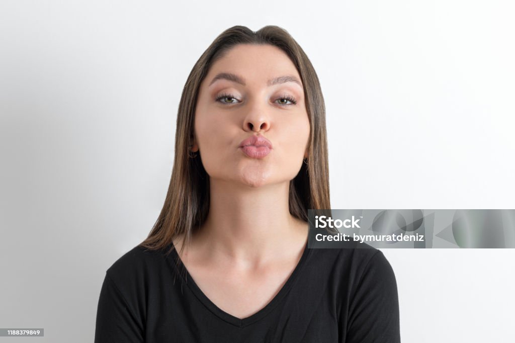 Fish Lips Female Young Woman Makes Fish Lips Stock Photo - Download Image Now - 20-29 ...