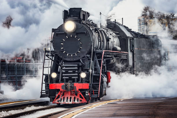 istock Steam train departs from Riga railway station. Moscow. 1188380101