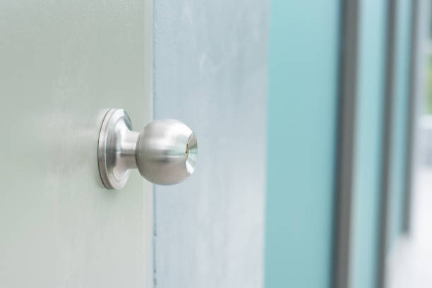 istock Building exterior stainless door knob. 1188380201