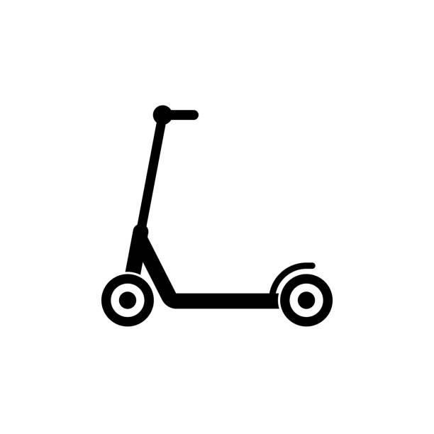 스쿠터 아이콘 기호 심플한 디자인 - push scooter stock illustrations