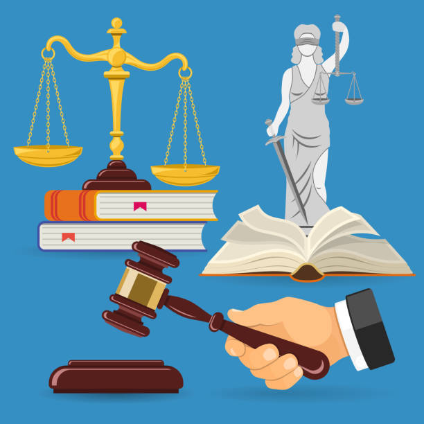 ilustrações de stock, clip art, desenhos animados e ícones de law and justice concept - scales of justice illustrations