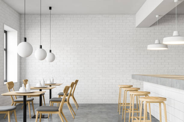 istock Side view of stylish bar with tables 1188382440