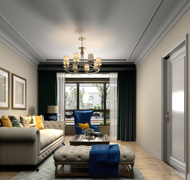istock 3d render of American Style Living Room 1188382755