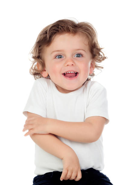 istock Adorable baby with curly hair isolated 1188386364