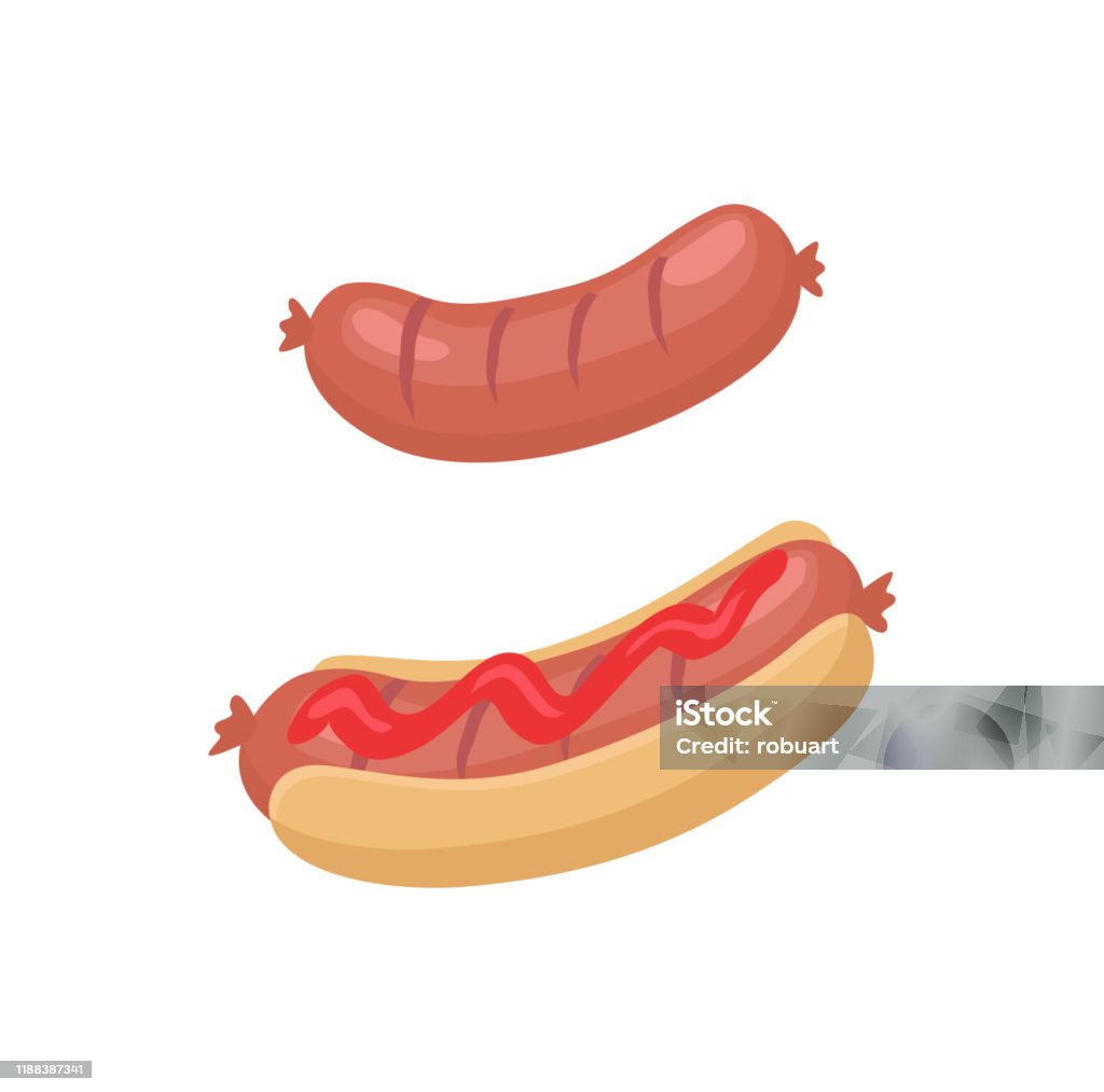 Xúc Xích Cho Thịt Nướng Và Hot Dog Theo Phong Cách Hoạt Hình Hình ...