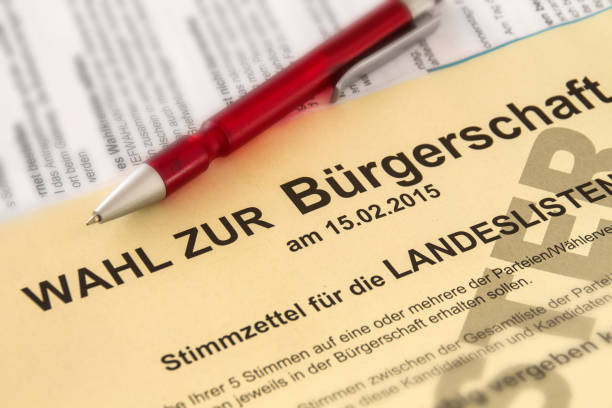 German ballot paper with ballpoint pen as background