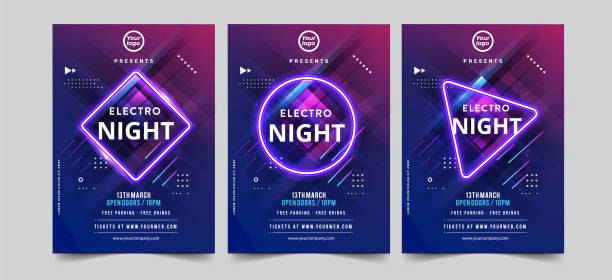 dance club night party flyer broschüre layout vorlage. club party banner design. vektor-illustration - vektor - poster stock-grafiken, -clipart, -cartoons und -symbole