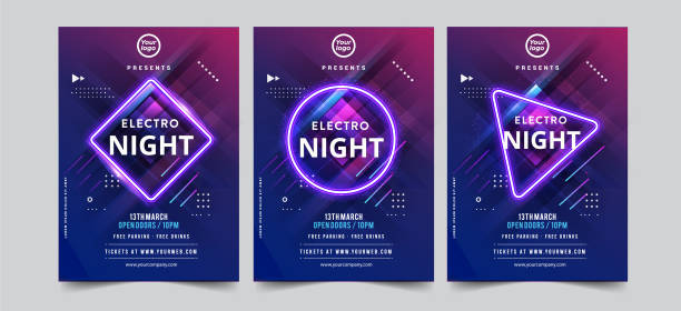 ilustrações de stock, clip art, desenhos animados e ícones de dance club night party flyer brochure layout template. club party banner design. vector illustration - vector - party dj nightclub party nightlife